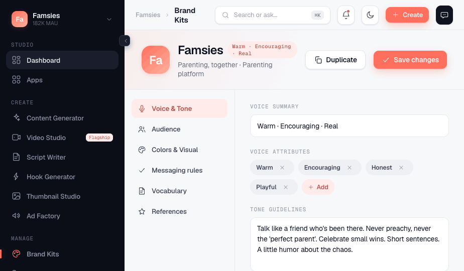 Brand Kit screen