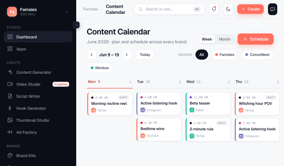 Content Calendar screen